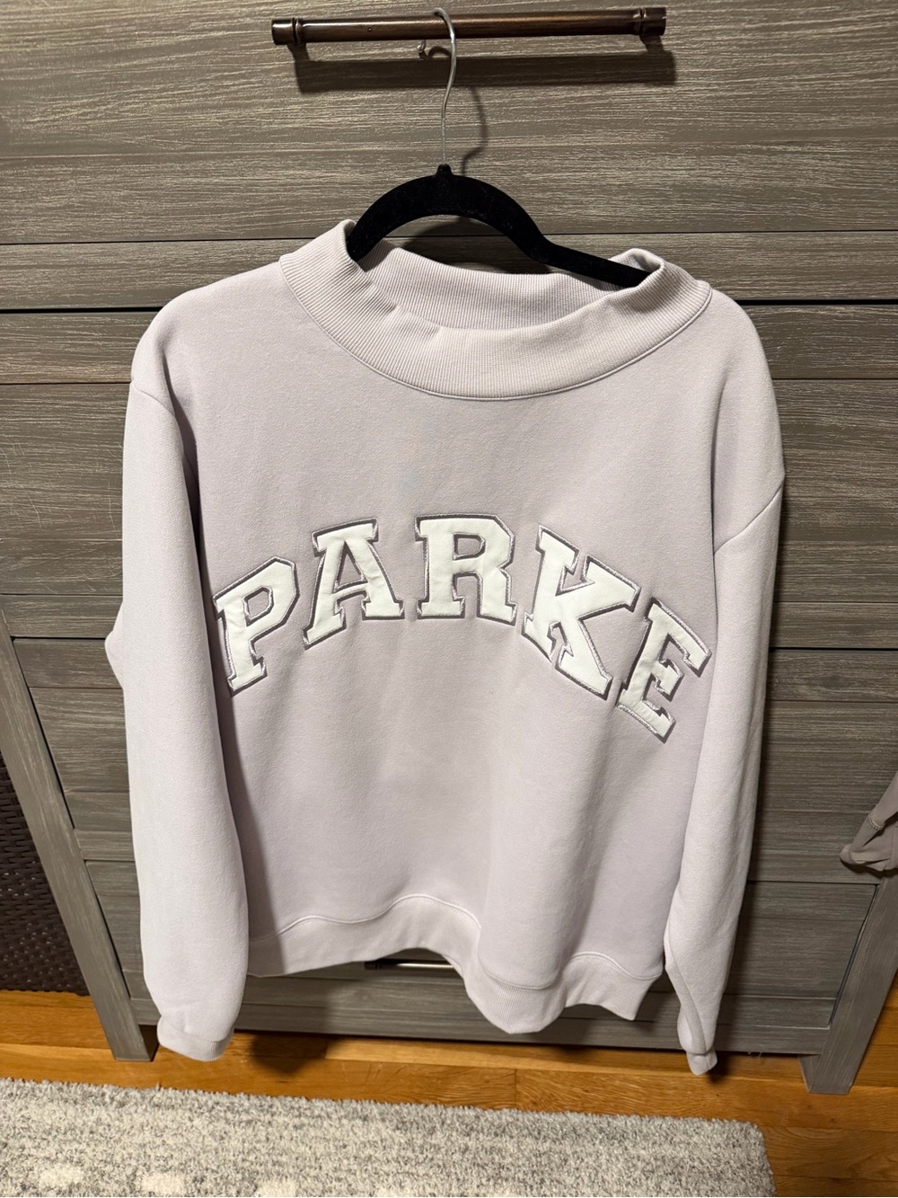 Parke Mockneck from Valentineโs 2026 in lavender with heart on sleeve L/XL